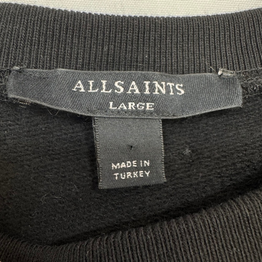 NWOT AllSaints Black Organic Cotton Gracie Sweatshirt Lace Ruffle Sleeve Large - Picture 9 of 15